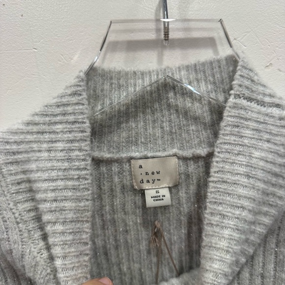 A New Day Knit Long Sleeve Sweater Dress Mock High Neck Turtleneck Gray Small - Picture 4 of 6